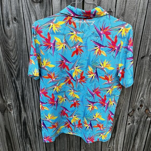 William Murray Birds Of A Feather Men’s Medium Golf Polo Blue Tropical Exotic - Picture 9 of 11